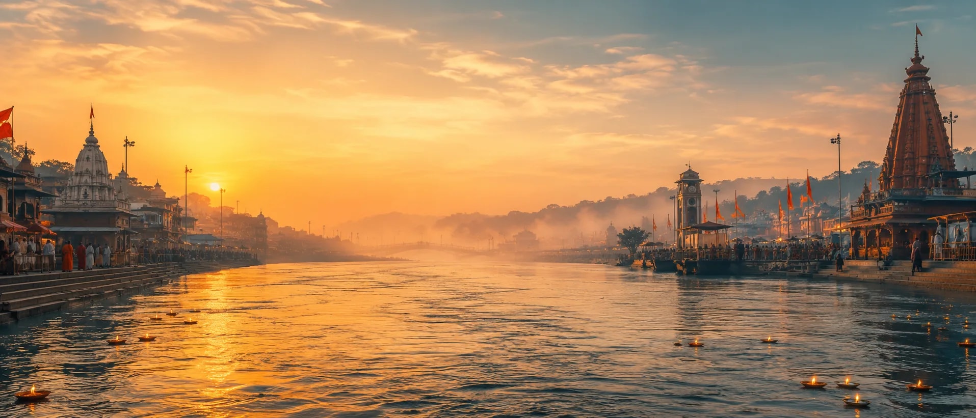 Har Ki Pauri at Haridwar during golden hour